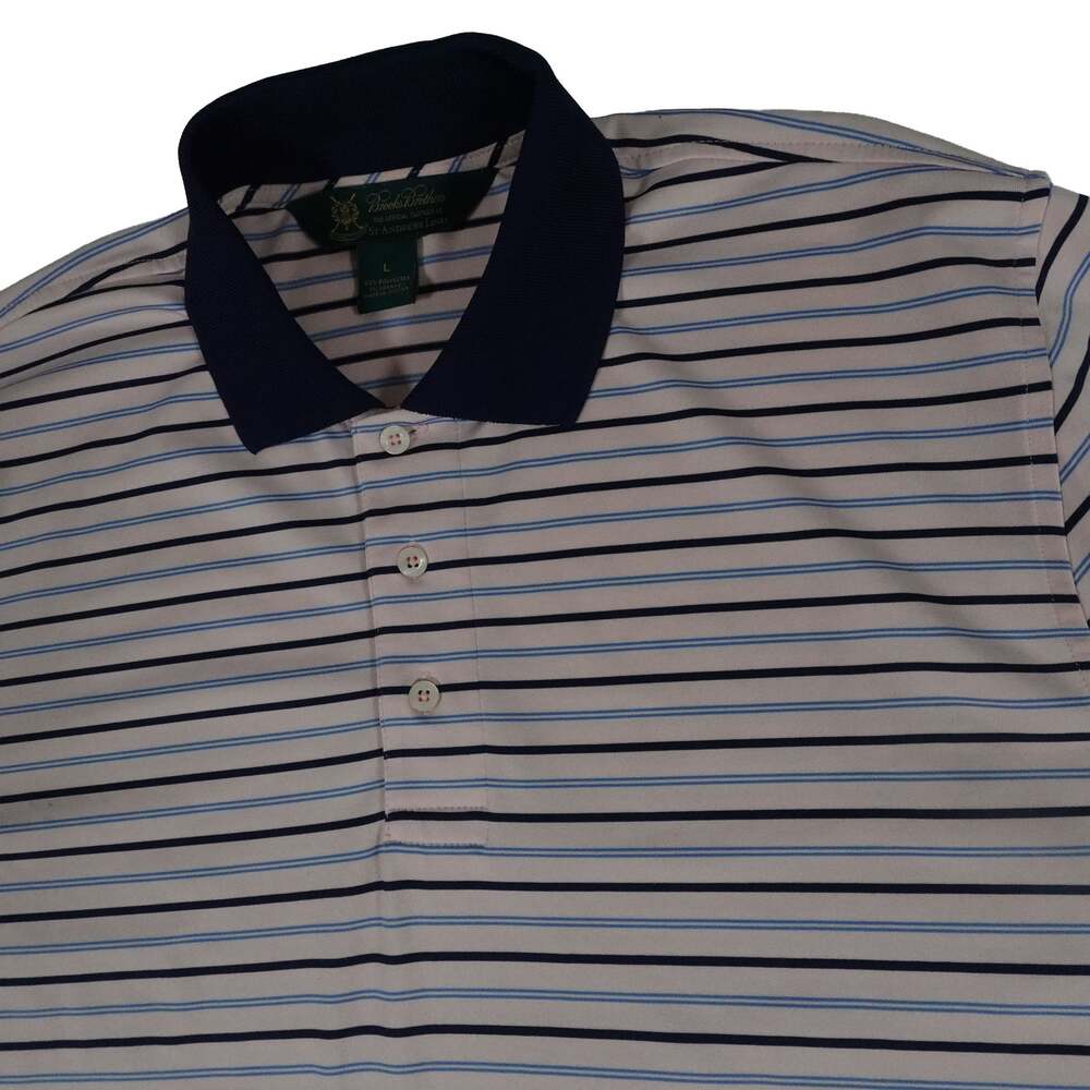 St Andrews Links Official Brooks Brothers Striped Golf Polo Shirt Men's Large